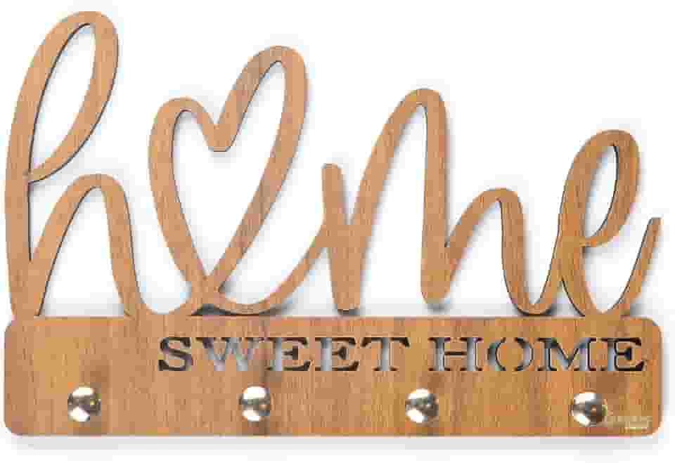 Porta Chave Parede home sweet home amadeirado Decoração