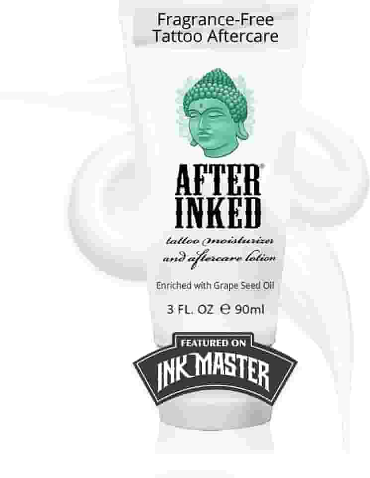 After Inked Loção Tattoo Aftercare – Bálsamo hidratante para pele com tinta, como visto no Ink Master – Creme hidratante com óleo de semente de uva, nutrição da pele e manutenção diária – Tubo de 3