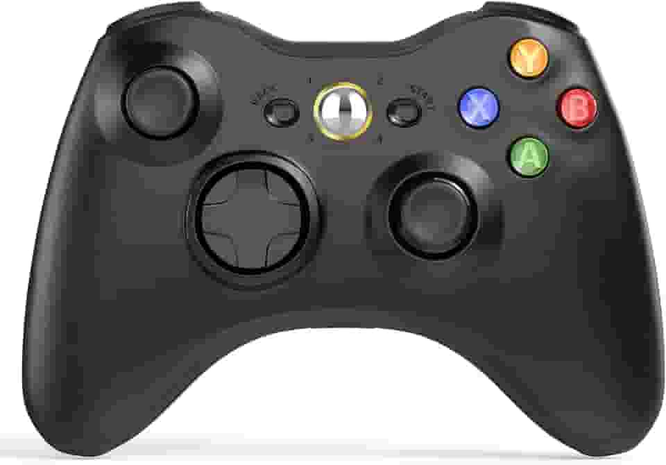 W&O Controle sem fio compatível com Xbox 360 e PC, 2.4 GHz, Gamepad, Preto