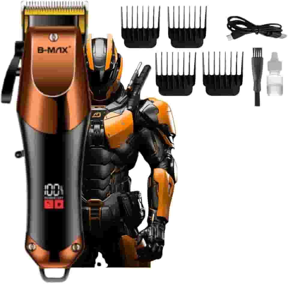 Máquina de Cortar Cabelo e Barba Profissional Masculino Sem Fio Navalha Elétrica Aparador Recarregável USB com Display LED(Cobre)