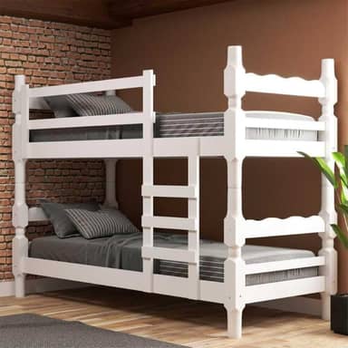 Beliche Madeira Maciça - vira 2 Camas - para Colchão 78/88 x 188cm Porto Multimóveis Vcr4138 Branco