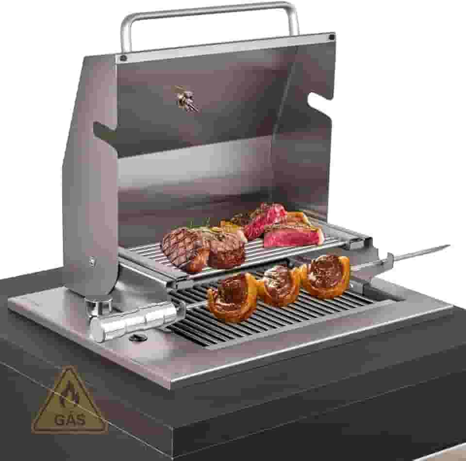 Churrasqueira Grill Gourmet a Gás de Embutir com Tampa Diamond Little GLP Titan