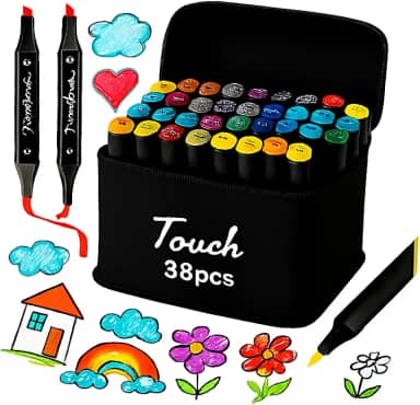 Caneta Marcador Dupla Ponta 36 Cores – Kit Profissional Para Desenho, Colorir, Lettering e Mangá com Estojo de Transporte Resistente