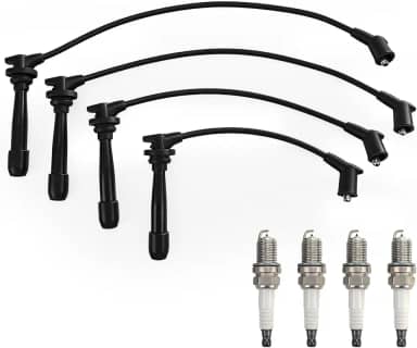 Conjunto de velas de ignição e velas de ignição de irídio compatível com Hyundai Accent Coupe Elantra Matrix Getz e Kia Cerato Rio 2004-2009 - L4 1,4L 1,5L 1,6L, substituição para 27501-26D00