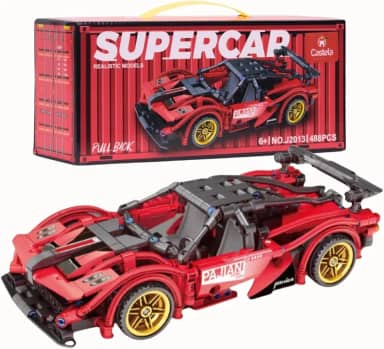 Blocos de Montar Carro Infantil Esportivo Vermelho 1:18 488 Peças - Castela