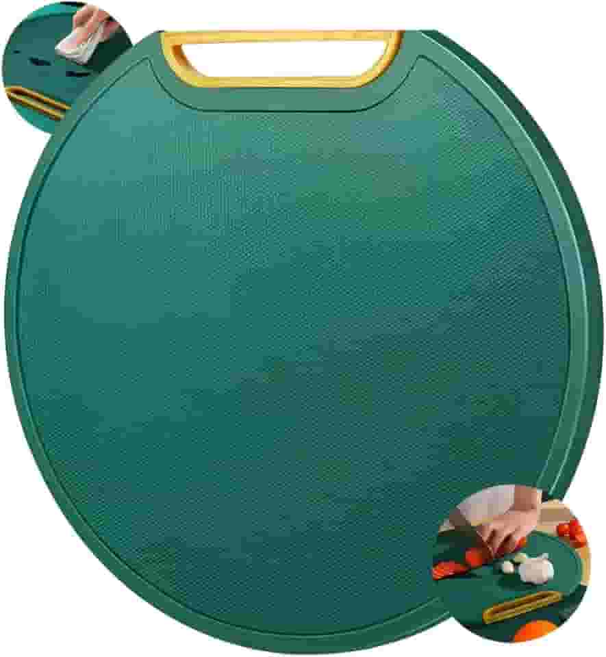 Tábua de Corte de Cozinha Plástica Polietileno | Antibacteriana e Antiderrapante | Tábua para Churrasco, Carne, Legumes e Frutas (Redonda)