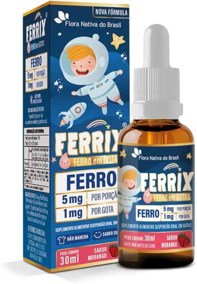 Ferrix Kids (Ferro 5mg/porção) Gotas 30ml Sabor Morango - Flora Nativa