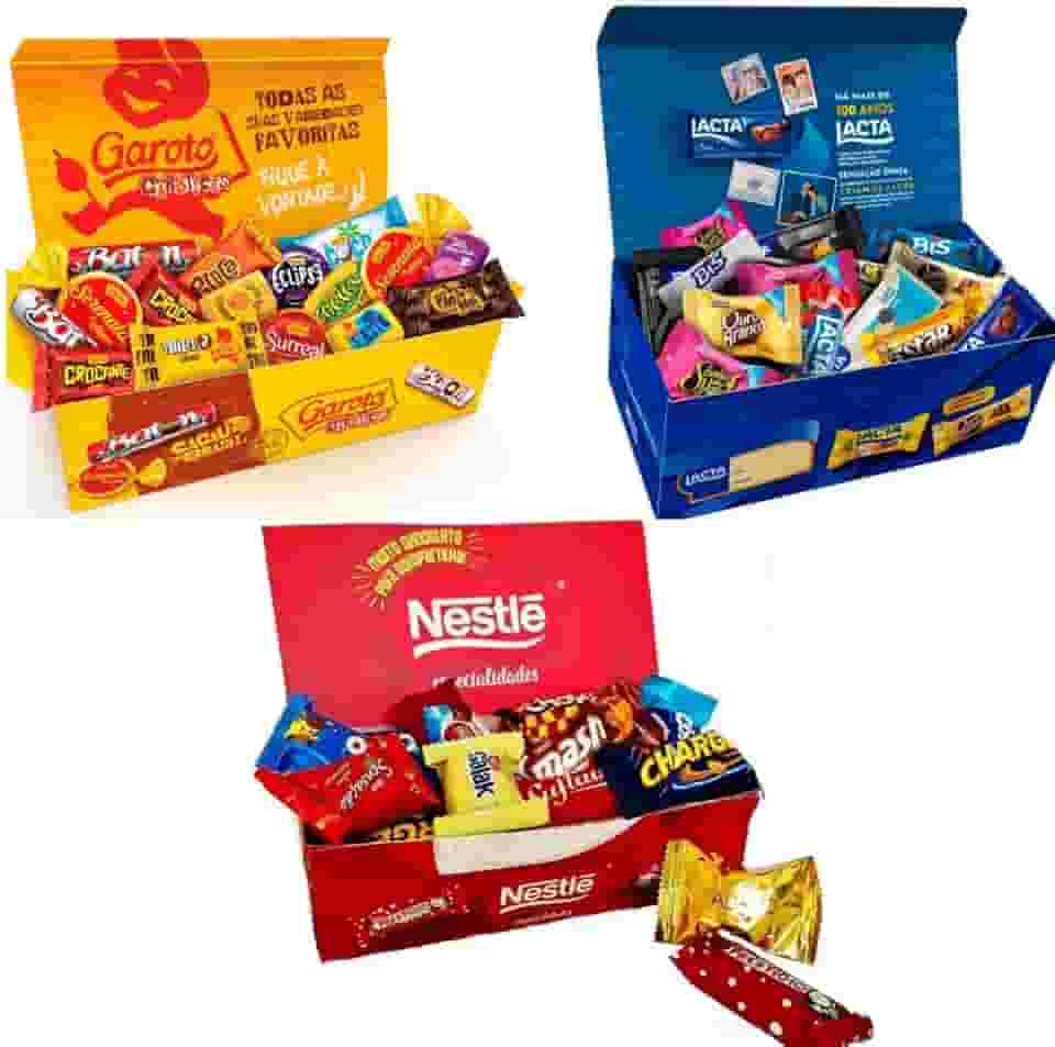 Kit Chocolate Caixa de Bombom Nestle, Lacta, Garoto