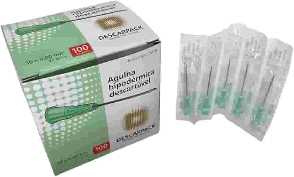 Agulha Hipodérmica Verde 30 x 8 mm Descarpack - 100 unidades