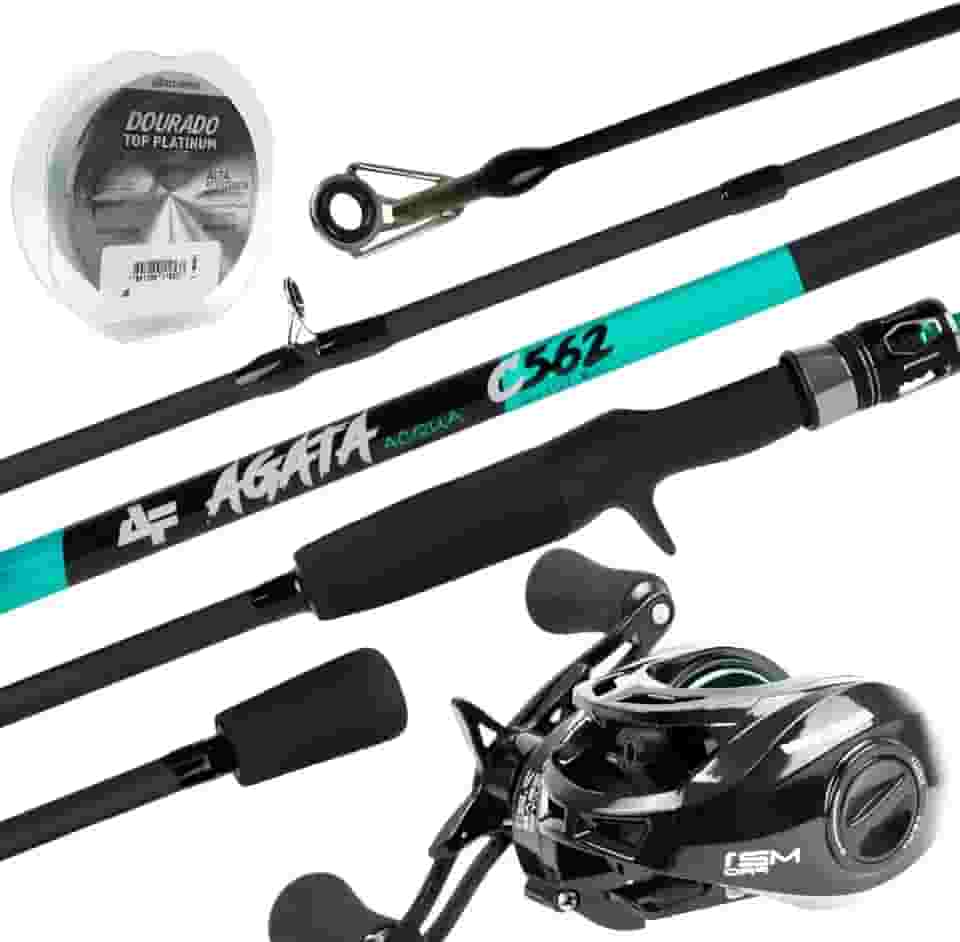 Kit de Pesca Agata Acqua 1,80m com Carretilha M21 Pro, Vara de Grafite, Destro