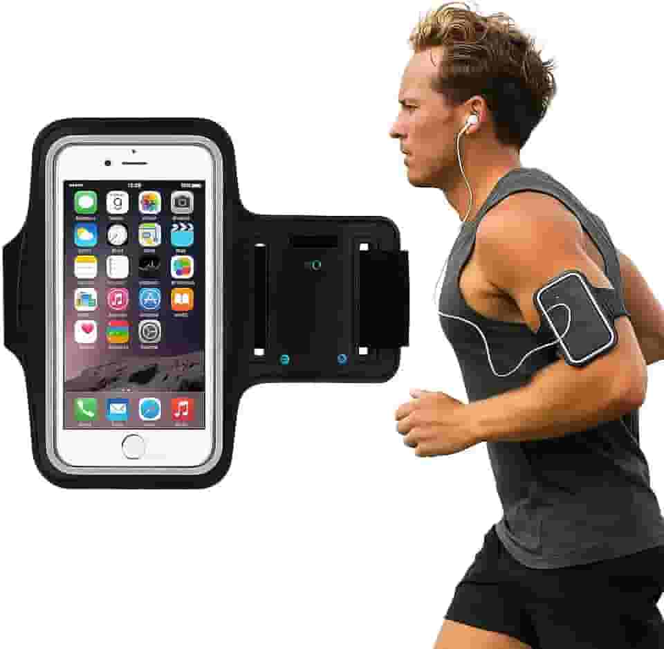 Braçadeira Porta Celular para Corrida e Academia, Ajustável, Compatível até 5.5', Preto, Leve e Resistente