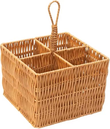 Mimo Style Cesto Porta Talher e Organizador, Possui 4 Compartimentos Produzidos em Fibra Natural, Funcional Para Armazenar Talheres e Utensílios Domésticos. Decore Seu Ambiente Com um Toque Rústico