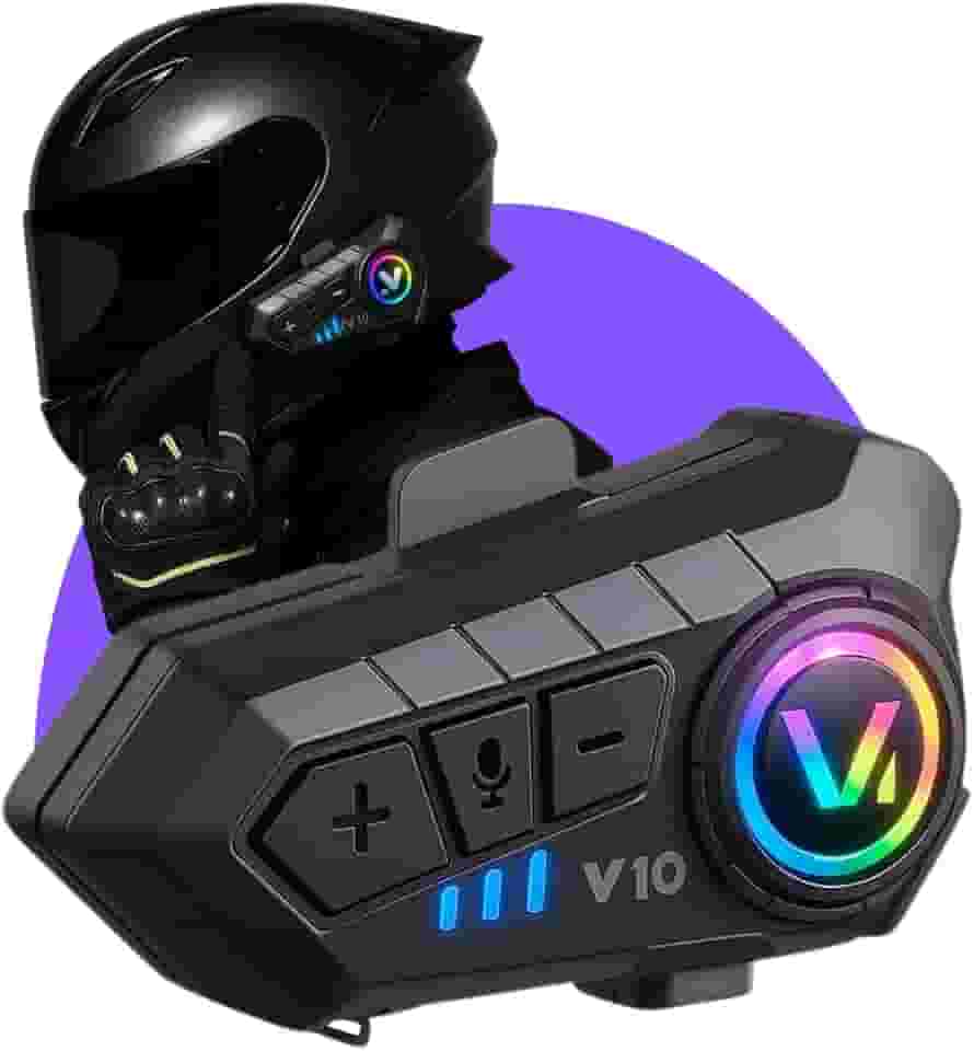 Fone Bluetooth Y10 para Capacete de Moto, IPX6 à prova d’água, Bluetooth 5.3, Microfone HQ c/Redução de Ruído, Compatível c/iOS/Android