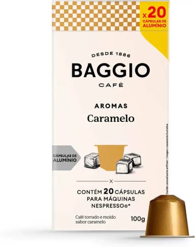 Cápsulas de Café Baggio Café Aroma Caramelo, compatível com Nespresso, contém 20 cápsulas
