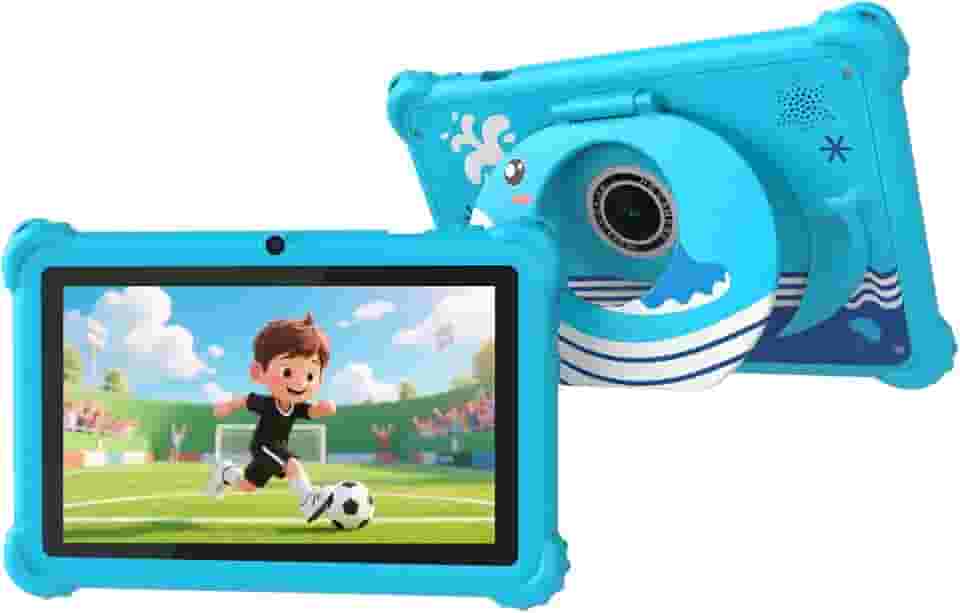 Tablet infantil de 7 polegadas Android 12.0 edição infantil, tela IPS, 4 GB de RAM, 32 GB de ROM, Bluetooth, controle dos pais, câmera dupla, capa fina para jogos educativos.