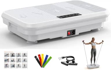 VITALWALK Máquina De Exercícios Com Plataforma Vibratória 3D Para Drenagem Linfática E Perda De Peso, Academia Doméstica Com Capacidade Para 150 Kg, 5 Faixas De Ioga E 2 Faixas De Resistência, Plata
