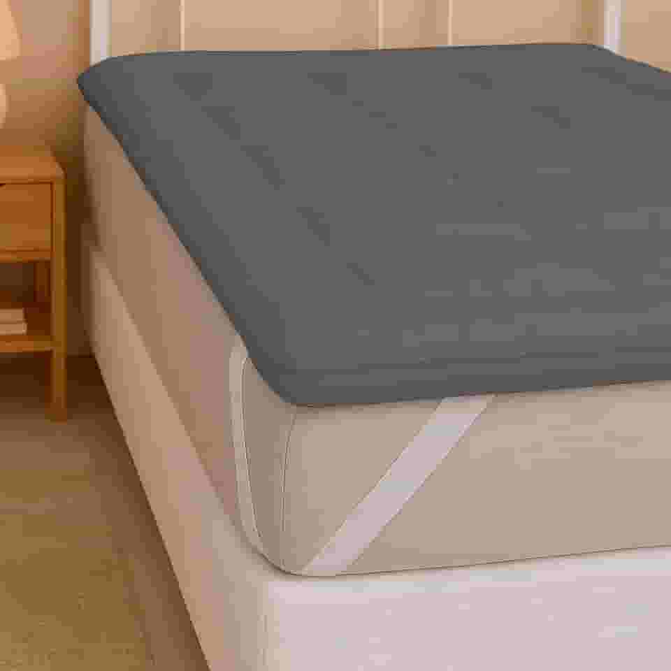 Pillow Top Casal 200 Fios Micropercal - Super Macio, Enchimento Grosso 600g/m², Antipilling, Faixas Elásticas, Fácil de Lavar (Cinza, Casal)