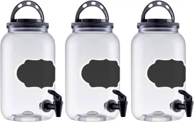 Kit Com 3 Suqueira Com Torneira Para 3,6 Litros Alça E Lousa (Preto)