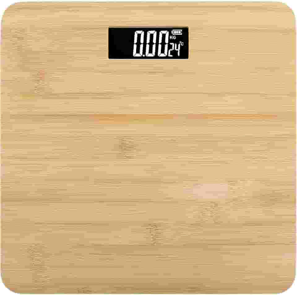 Balança Digital Corporal, Balança Corporal, Balança Digital Corporal de Bambu, Capacidade de Carga Até 360 kg, Peso Mínimo 200g, A Temperatura Ambiente Pode ser Detectada,