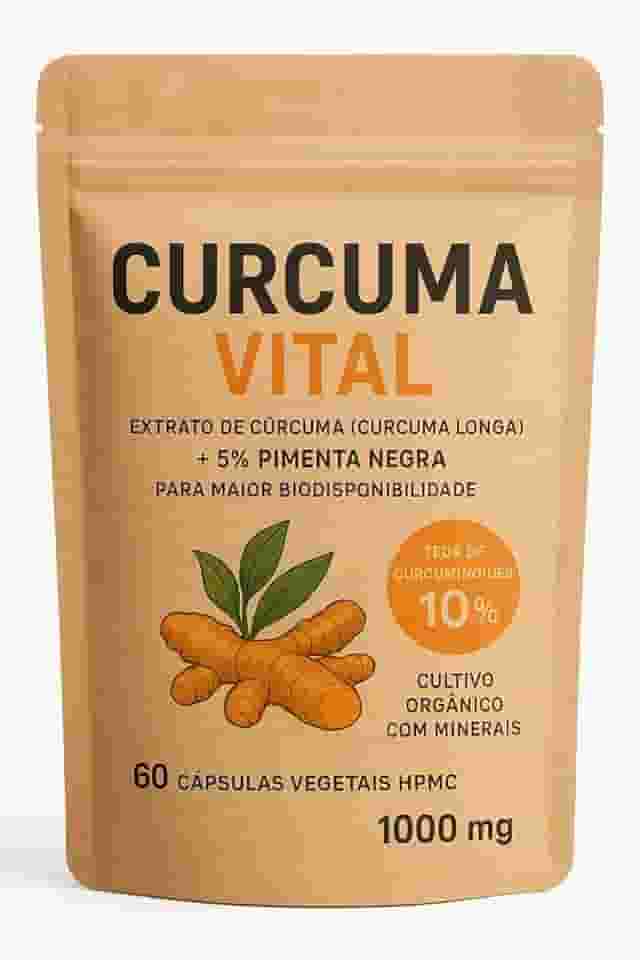 Curcuma Vital, Suplemento Natural com Açafrão-da-Terra e Pimenta Negra, 60 Cápsulas