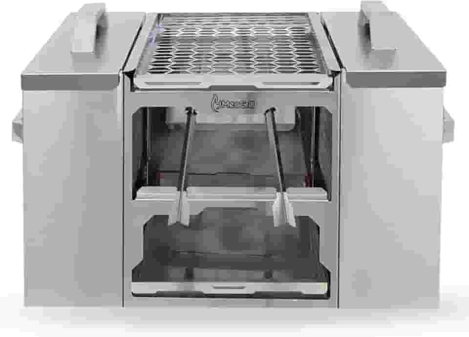 Churrasqueira Ecológica Aço Inox 430 A Carvão Sem Fumaça Para Apartamento Embutir 50x40 New Eco Mec Grill