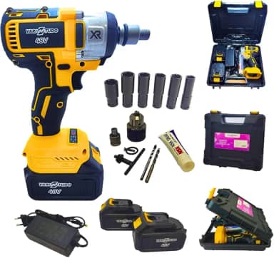 Chave de Impacto 48V Bivolt, 2300 RPM, 2 Baterias 2000mAh, Kit com Soquetes e Maleta