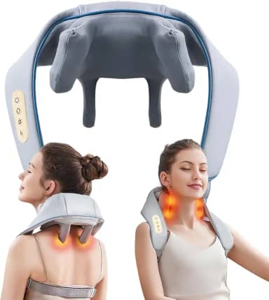 Massageador Elétrico Shiatsu 6D para Pescoço, Ombros e Costas com Calor – Alívio de Dor Cervical, Trapézio e Muscular