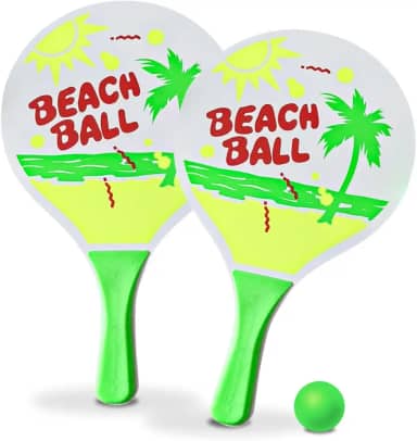 Par de Raquete Madeira Tenis de Praia Frescobol com Bolinha