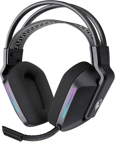 ILID Fone de Ouvido Gamer Bluetooth 5.2 com Microfone Removível,Conexão Dual(Sem Fio/Cabo 3.5mm),Alto-Falante 50mm,Surround 7.1,RGB,Bateria 1000mAh-Headset para PC/PS4/Escritório/TV(Preto)