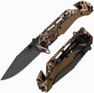 Canivete Esportivo C139G3 Dobrável Aço Inoxidável Quebra Vidro Cortador de Cinto Segurança Clip de Bolso Resistente Compacto Ideal Camping Pesca Esporte