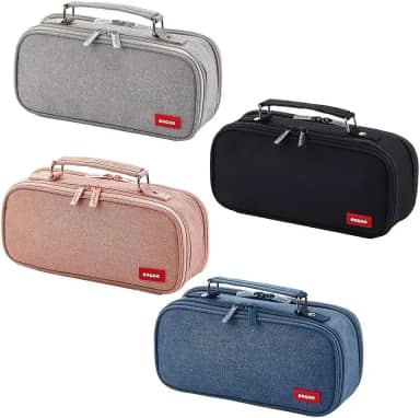 Estojo Escolar Organizador Com 2 Divisórias Zíper Interno e Externo Alça e Compartimento Com Elástico Para Canetas e Lápis Necessaire Multiuso (Rosa)