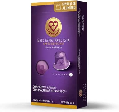 3 Corações Cápsulas de Café Mogiana Paulista, Compatíveis com Nespresso, contém 10 cápsulas