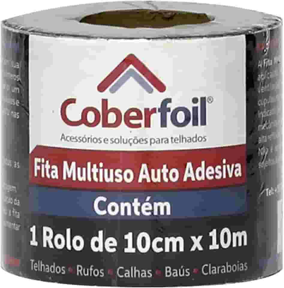 Manta Asfáltica Auto Colante 10cmx10m Multiuso Metalizada Goteiras Trincas Vedação para Telhados Telhas Fibrocimento Calhas Rufos Alta Resistência e Durabilidade Vazamentos Vedação Refletiva