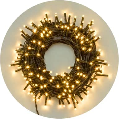 Cordão de LED Decorativo, 10 Metros, 100 Luzes Fixas, Branco Quente, para Árvore de Natal, com Conector para Emendas (Branco Quente - Fio Verde, 10m - 110V)