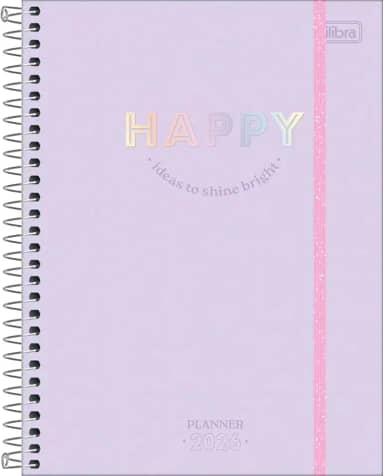 Tilibra - Planner Espiral 17,7 x 24 cm Happy 90 G 2026 - Lilás