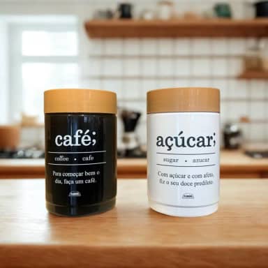 Kit 2 Potes Empilháveis Porta Café e Açúcar Alimentos Cozinha