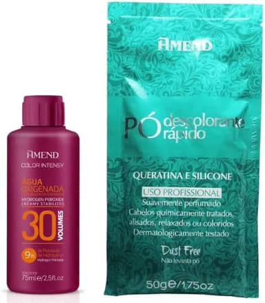 Kit Banho de Lua Ox 30 volumes 75ml e Pó Descolorante Rápido Queratina 50g