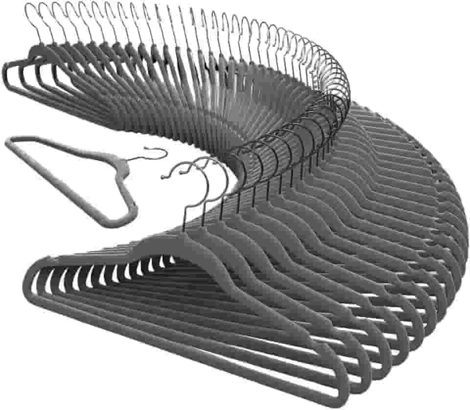 Kit 50 Cabides Veludo Slim Ultrafino Antideslizante