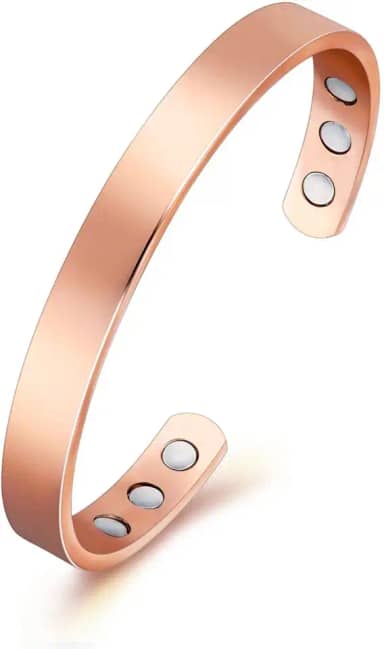 Watches go Pulseira de Cobre Magnético para Artrite; 6 Ímãs Embutidos; 99,9% Cobre Puro; Design Simples e Deslumbrante