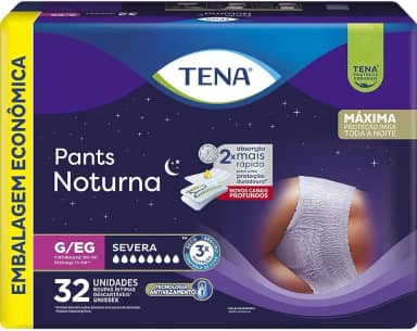 Tena Pants Noturna, Roupa Íntima para Incontinência Urinária, G/EG - Embalagem econômica, 32 unidades