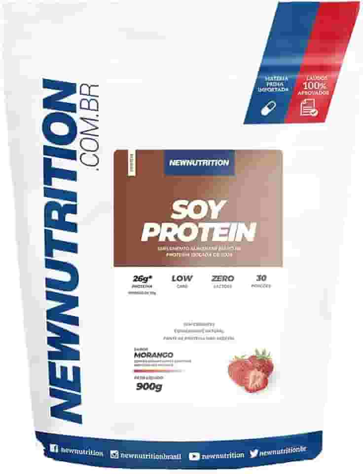 Proteína Vegetal de Soja Isolada 900g Morango NewNutrition