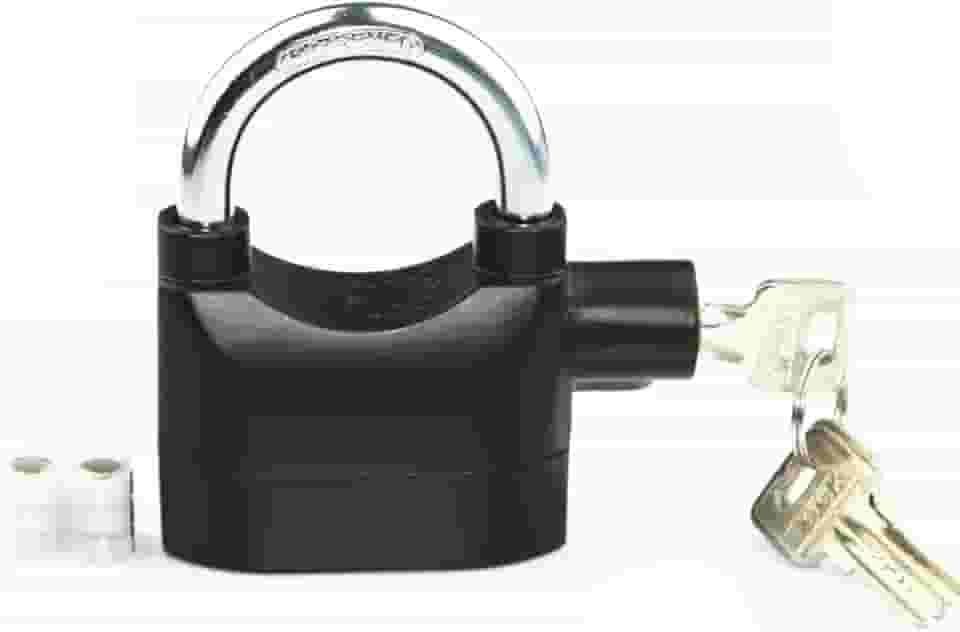 Bloqueio de alarme 110dba Sistema de bloqueio de alarme de segurança universal anti-roubo para porta, motor de bicicleta, cadeado com 3 teclas (preto)