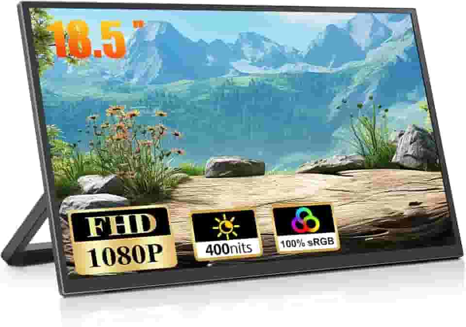 Monitor Portátil 18,5'', FHD 1080P, Suporta Duas Interfaces USB-C/HDMI, Plug And Play, Alto Contraste 1000:1, Tela Portatil, Monitor Portatil de Notebook, Computadores, Celular, para PS, Segunda Tela