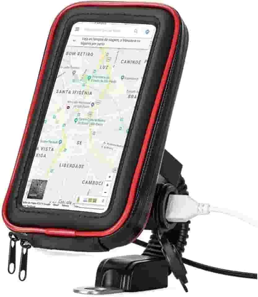 Suporte com tomada Carregador USB de Celular Impermeável para moto scooter motoboy motocicleta Universal Smartphone GPS 6 polegadas capa prova d'água