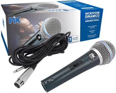 Pix, 055-0560, Microfone Dinamico Unidirecional Com Fio - Px-58A - Pix