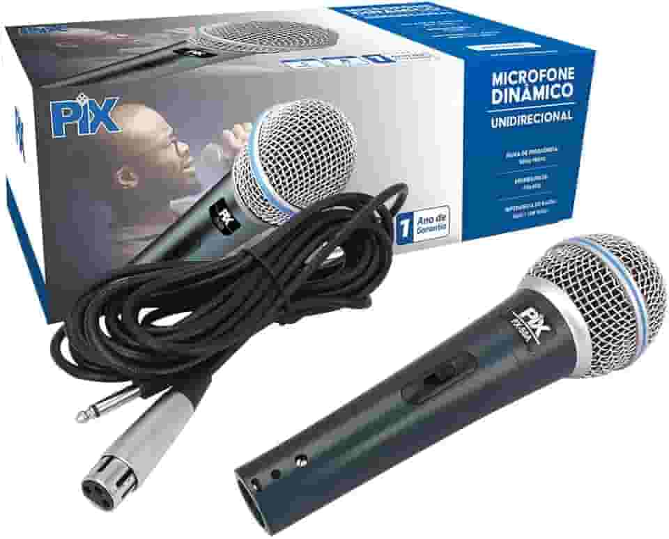 Pix, 055-0560, Microfone Dinamico Unidirecional Com Fio - Px-58A - Pix