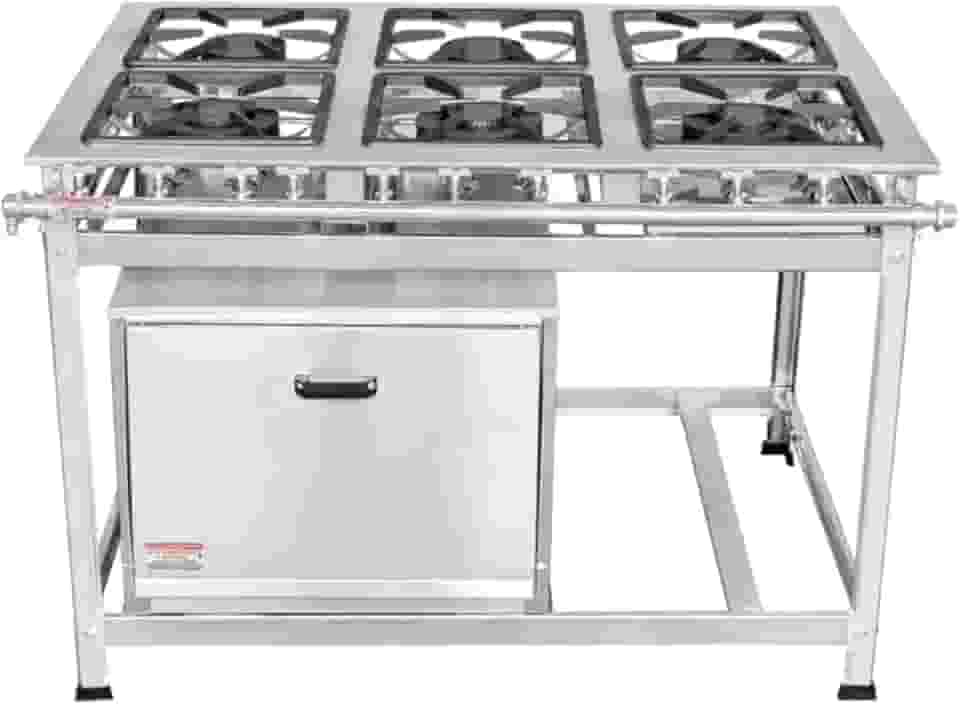 Fogão Industrial 6 Bocas 40x40 Bp P8 em Aço Inox com forno