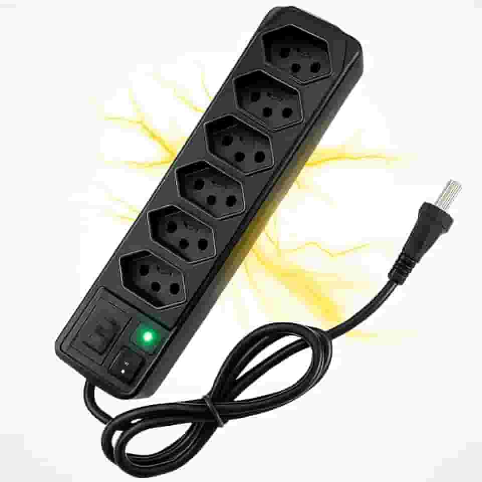 Régua Extensão Elétrica 6 Tomada Filtro Linha Bivolt Com Fusível Resistente PREMIUM