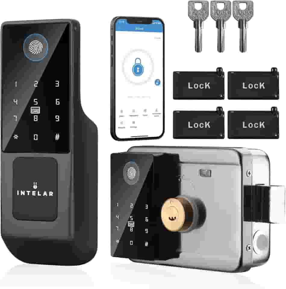 Fechadura Digital de Sobrepor Touch Screen, Fechadura Smart Compatível com Tuya, Preto, para Uso Externo/Porta de Alumínio, IP65 à prova d'água