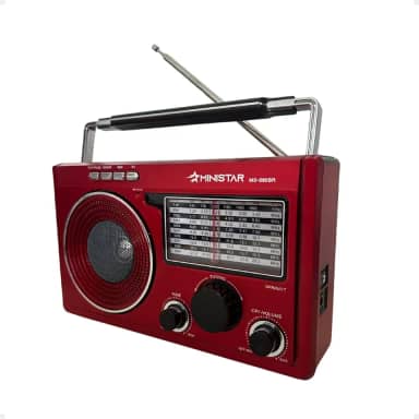 Rádio Am Fm Antigo Longo Alcance Para Zona Rural 11 Bandas Bluetooth Usb Sd Made in Vale (Vermelho)